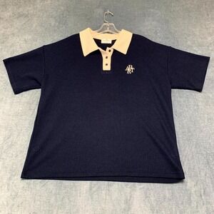 09women 1'M Actirable Polo Shirt Womens 1 Navy Blue Wide Ribbed Golf Tennis